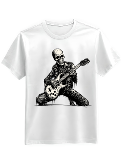 Koszulka Koszulka Męska Szkielet z Gitarą Biała - Śmieszne T-Shirty z Nadrukami ?