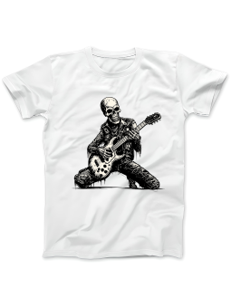 Koszulka Koszulka Damska Szkielet z Gitarą Biała - Śmieszne T-Shirty z Nadrukami ?