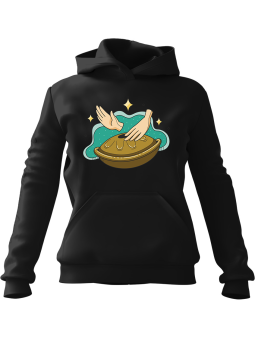 Bluza Damska z kapturem Misa Handpan Instrument Czarna - Modna Odzież z Nadrukami ?