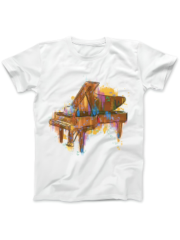 Koszulka Koszulka Damska Kolorowy Fortepian Biała - Śmieszne T-Shirty z Nadrukami ?