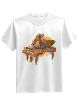 Koszulka Koszulka Męska Kolorowy Fortepian Biała - Śmieszne T-Shirty z Nadrukami ?