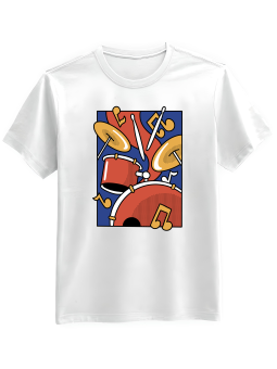 Koszulka Koszulka Męska Kolorowa Perkusja Biała - Śmieszne T-Shirty z Nadrukami ?