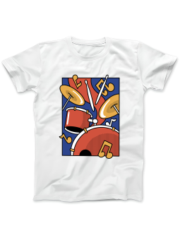 Koszulka Koszulka Damska Kolorowa Perkusja Biała - Śmieszne T-Shirty z Nadrukami ?