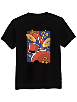 Koszulka Koszulka Męska Kolorowa Perkusja Czarna - Śmieszne T-Shirty z Nadrukami ?