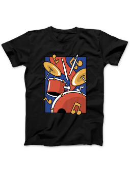 Koszulka Koszulka Damska Kolorowa Perkusja Czarna - Śmieszne T-Shirty z Nadrukami ?