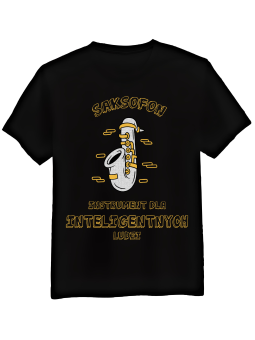 Koszulka Koszulka Męska Saksofon Instrument Dla Inteligentnych Czarna - Śmieszne T-Shirty z Nadrukami ?