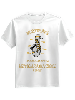 Koszulka Koszulka Męska Saksofon Instrument Dla Inteligentnych Biała - Śmieszne T-Shirty z Nadrukami ?