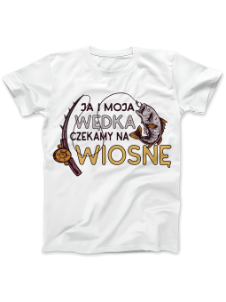 Koszulka Koszulka Damska Ja i Moja Wędka Biała - Śmieszne T-Shirty z Nadrukami ?