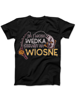 Koszulka Koszulka Damska Ja i Moja Wędka Czarna - Śmieszne T-Shirty z Nadrukami ?