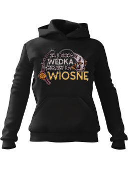 Bluza Męska z kapturem Ja i Moja Wędka Czarna - Śmieszne gadżety z Nadrukami ?