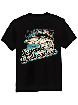 Koszulka Koszulka Męska Legenda Wędkarstwa Czarna - Śmieszne T-Shirty z Nadrukami ?