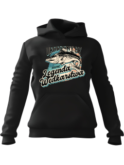 Bluza Męska z kapturem Legenda Wędkarstwa Czarna - Śmieszne gadżety z Nadrukami ?