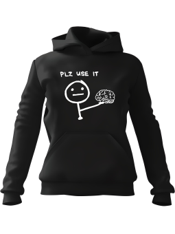 Bluza Męska z kapturem Plz Use It Czarna - Śmieszne gadżety z Nadrukami ?