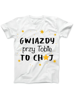 Koszulka Koszulka Damska Gwiazdy Przy Tobie Biała - Śmieszne T-Shirty z Nadrukami ?