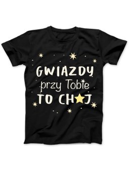 Koszulka Koszulka Damska Gwiazdy Przy Tobie Czarna - Śmieszne T-Shirty z Nadrukami ?