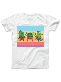 Koszulka Koszulka Damska Tańczące Kaktusy Biała - Śmieszne T-Shirty z Nadrukami ?