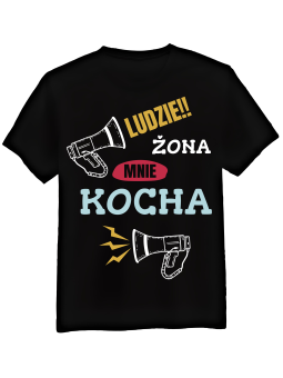 Koszulka Koszulka Męska Żona Mnie Kocha Czarna - Grill 100% Bawełna