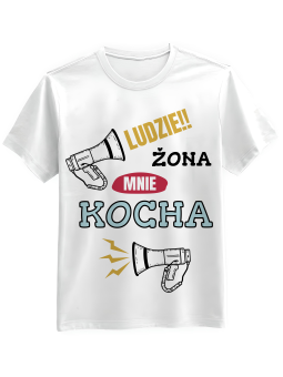 Koszulka Koszulka Męska Żona Mnie Kocha Biała - Grill 100% Bawełna