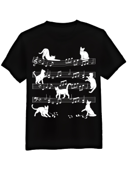 Koszulka Koszulka Męska Koty Na Pięciolinii Czarna - Śmieszne T-Shirty z Nadrukami ?