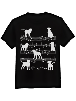 Koszulka Koszulka Męska Psy Na Pięciolinii Czarna - Śmieszne T-Shirty z Nadrukami ?