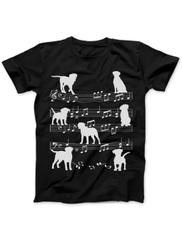 Koszulka Koszulka Damska Psy Na Pięciolinii Czarna - Śmieszne T-Shirty z Nadrukami ?