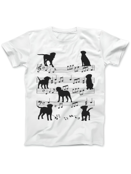 Koszulka Koszulka Damska Psy Na Pięciolinii Biała - Śmieszne T-Shirty z Nadrukami ?