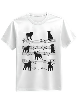 Koszulka Koszulka Męska Psy Na Pięciolinii Biała - Śmieszne T-Shirty z Nadrukami ?