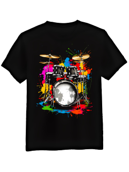 Koszulka Koszulka Męska Perkusja z Farbą Czarna - Śmieszne T-Shirty z Nadrukami ?