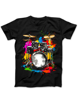 Koszulka Koszulka Damska Perkusja z Farbą Czarna - Śmieszne T-Shirty z Nadrukami ?