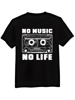 Koszulka Koszulka Męska No Music No Life Czarna - Śmieszne T-Shirty z Nadrukami ?