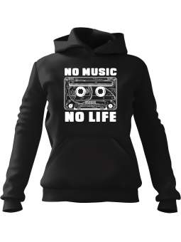 Bluza Męska z kapturem No Music No Life Czarna - Śmieszne gadżety z Nadrukami ?