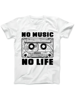 Koszulka Koszulka Damska No Music No Life Biała - Śmieszne T-Shirty z Nadrukami ?