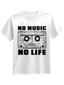 Koszulka Koszulka Męska No Music No Life Biała - Śmieszne T-Shirty z Nadrukami ?