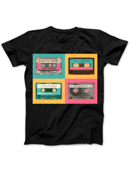 Koszulka Koszulka Damska Retro Kasety Czarna - Śmieszne T-Shirty z Nadrukami ?