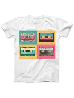 Koszulka Koszulka Damska Retro Kasety Biała - Śmieszne T-Shirty z Nadrukami ?