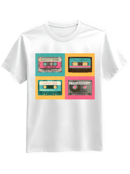 Koszulka Koszulka Męska Retro Kasety Biała - Śmieszne T-Shirty z Nadrukami ?