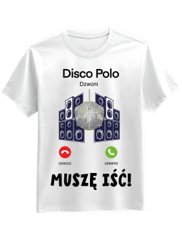 Koszulka Koszulka Męska Disco Polo Dzwoni Biała - Śmieszne T-Shirty z Nadrukami ?