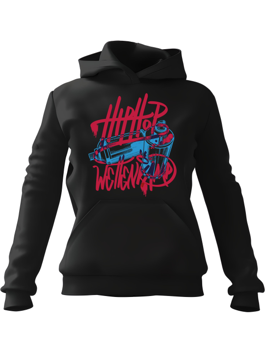 Bluza Damska z kapturem Hip Hop Spraye Czarna - Modna Odzież z Nadrukami ?
