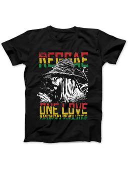 Koszulka Koszulka Damska Reggae One Love Czarna - Śmieszne T-Shirty z Nadrukami ?