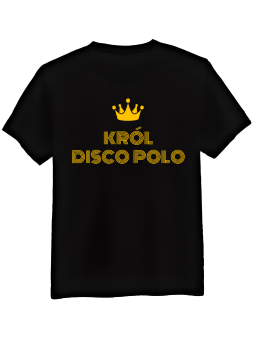 Koszulka Koszulka Męska Król Disco Polo Czarna - Śmieszne T-Shirty z Nadrukami ?