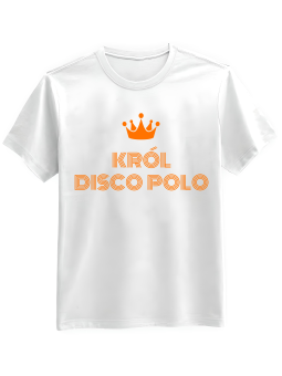 Koszulka Koszulka Męska Król Disco Polo Biała - Śmieszne T-Shirty z Nadrukami ?