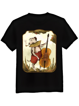 Koszulka Koszulka Męska Pies Grający Na Wiolonczeli  Czarna - Śmieszne T-Shirty z Nadrukami ?