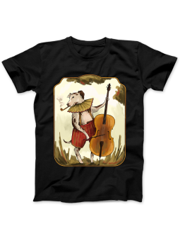 Koszulka Koszulka Damska Pies Grający Na Wiolonczeli  Czarna - Śmieszne T-Shirty z Nadrukami ?