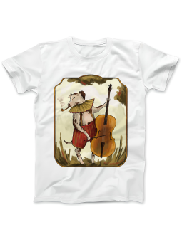 Koszulka Koszulka Damska Pies Grający Na Wiolonczeli Biała - Śmieszne T-Shirty z Nadrukami ?