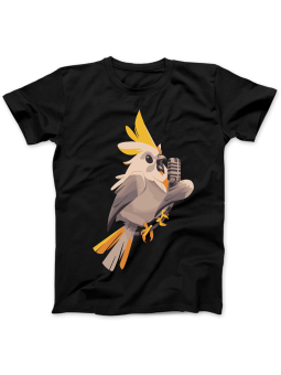 Koszulka Koszulka Damska Śpiewająca Papuga Czarna - Śmieszne T-Shirty z Nadrukami ?