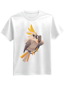 Koszulka Koszulka Męska Śpiewająca Papuga Biała - Śmieszne T-Shirty z Nadrukami ?