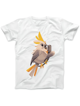 Koszulka Koszulka Damska Śpiewająca Papuga Biała - Śmieszne T-Shirty z Nadrukami ?