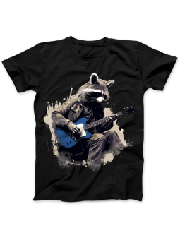 Koszulka Koszulka Damska Szop z Gitarą Czarna - Śmieszne T-Shirty z Nadrukami ?