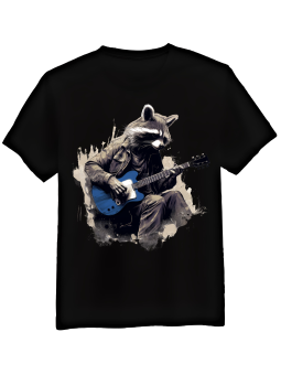 Koszulka Koszulka Męska Szop z Gitarą Czarna - Śmieszne T-Shirty z Nadrukami ?