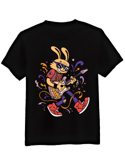 Koszulka Koszulka Męska Zając z Gitarą Czarna - Śmieszne T-Shirty z Nadrukami ?